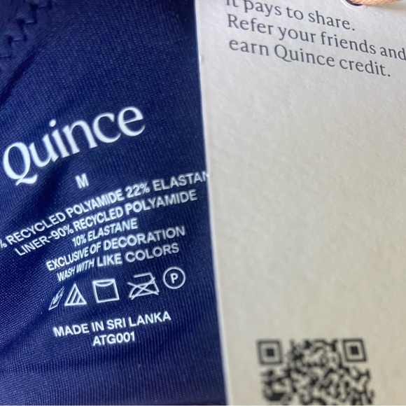 Quince Italian Demi Bikini Top Sz M Deep Navy Blue NEW - Picture 2 of 3